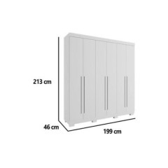 Roupeiro 6 Portas e 3 Gavetas Ágata Cinamomo/Off White - ACP - ACP Móveis