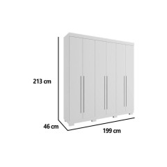 Guarda Roupa Casal 6 Portas e 3 Gavetas Ágata Branco - ACP - ACP Móveis