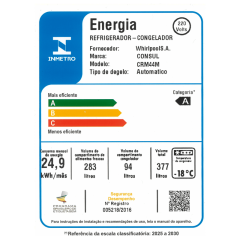Geladeira Frost Free Duplex Consul 377 Litros Branca - CRM44MB