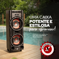 Torre de Som Amvox Pancadão ATX 1600 Duplo 8 Ring Led