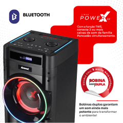 Torre de Som Amvox Pancadão ATX 1600 Duplo 8 Ring Led