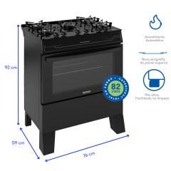 Fogão Itatiaia Electra Glass Plus 5 Bocas Preto