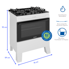 Fogão Itatiaia Electra Glass Plus 5 Bocas Branco