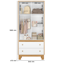 Roupeiro Qmovi Infantil Flora 2 Portas 2 Gavetas Branco