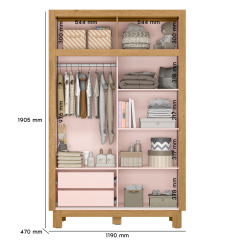 Roupeiro Qmovi  Flora 2 Portas de Correr 2 Gavetas Branco 