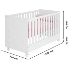 Berço Mini Cama Qmovi Doce Sonho Freijó/Branco