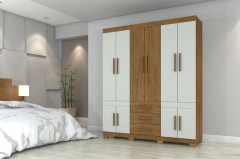 Roupeiro Josan Safira Plus 10 Portas 3 Gavetas Cinamomo Off White