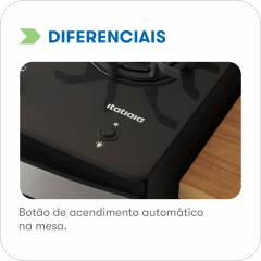 Fogão Itatiaia Itaglass Plus 5 Bocas Mesa de Vidro Automático - Branco