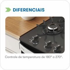 Fogão Itatiaia Itaglass Plus 5 Bocas Mesa de Vidro Automático - Branco