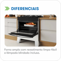 Fogão Itatiaia Itaglass Plus 5 Bocas Mesa de Vidro Automático - Branco