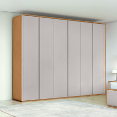 Guarda Roupa Lopas Casal 6 Portas 100% MDF Loop Amendoa Clean/Off White