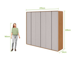 Guarda Roupa Lopas Casal 6 Portas 100% MDF Loop Amendoa Clean/Off White