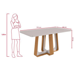  Mesa Lopas Sintonia Conjunto 1,70 com Maxi Tampo + 6 cadeiras Luar Couro Morano