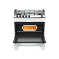 Fogão 5 Bocas Branco com Mesa Inox Atlas Milão Top Bivolt
