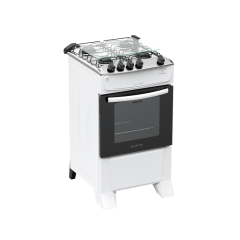Fogão 4 Bocas Branco com Mesa Inox Atlas Milão Top Bivolt