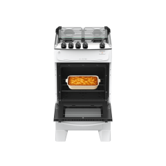 Fogão 4 Bocas Branco com Mesa Inox Atlas Milão Top Bivolt