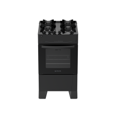 Fogão 4 Bocas Preto com Mesa de Vidro Atlas Milão Top Glass Bivolt