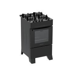 Fogão 4 Bocas Preto com Mesa de Vidro Atlas Milão Top Glass Bivolt