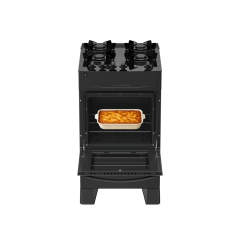 Fogão 4 Bocas Preto com Mesa de Vidro Atlas Milão Top Glass Bivolt