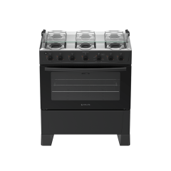 Fogão 6 Bocas Preto com Mesa Inox Atlas Milão Plus Bivolt