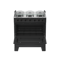 Fogão 6 Bocas Preto com Mesa Inox Atlas Milão Plus Bivolt