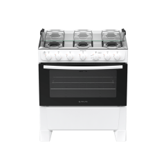 Fogão 6 Bocas Branco com Mesa Inox Atlas Milão Plus Bivolt