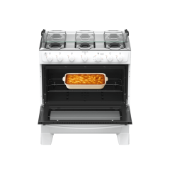 Fogão 6 Bocas Branco com Mesa Inox Atlas Milão Plus Bivolt