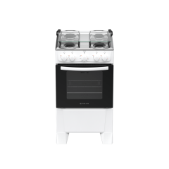 Fogão 4 Bocas Branco com Mesa Inox Atlas Milão