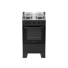 Fogão 4 Bocas Preto com Mesa Inox Atlas Milão