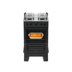 Fogão 4 Bocas Preto com Mesa Inox Atlas Milão