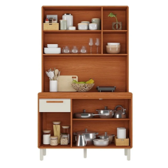 Cozinha Compacta 5 Portas 1 Gaveta 120cm com Nicho Dunas Itatiaia Cinamomo / Off White