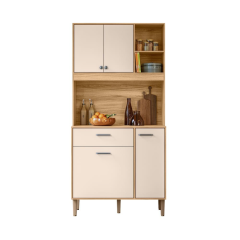 Kit Cozinha Erva Doce Nicioli 90cm - 4 Portas 1 Gaveta Freijo / Off White 