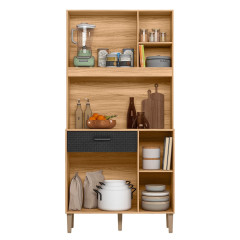 Kit Cozinha Erva Doce Nicioli 90cm - 4 Portas 1 Gaveta Freijo / Off White 