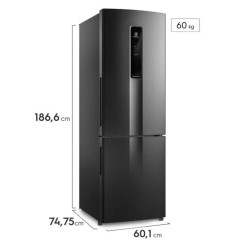 Geladeira Electrolux Frost Free Inverter 400L Efficient AutoSense e Rapid Freeze Inverse Black Inox Look (IB6B) - Bivolt
