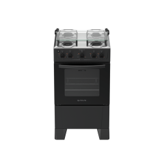 Fogão 4 Bocas Preto com Mesa Inox Atlas Milão Plus Bivolt 300002146
