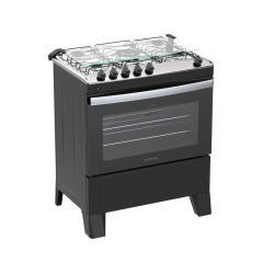 Fogão 5 Bocas Preto com Mesa Inox Atlas Milão Fast Bivolt 300002208