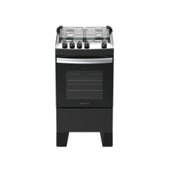 Fogão 4 Bocas Preto com Mesa Inox Atlas Milão Fast Bivolt