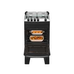 Fogão 4 Bocas Preto com Mesa Inox Atlas Milão Fast Bivolt