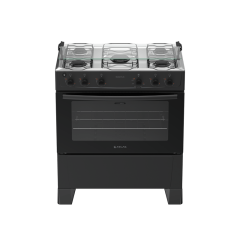 Fogão 5 Bocas Preto com Mesa Inox Atlas Milão Plus Bivolt