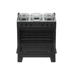 Fogão 5 Bocas Preto com Mesa Inox Atlas Milão Plus Bivolt