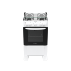 Fogão 4 Bocas Branco com Mesa Inox Atlas Milão Plus Bivolt