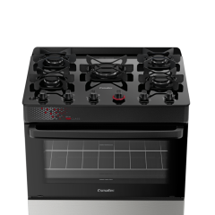 Fogão Esmaltec Ideal Top Glass 5 Bocas T5VAP Preto
