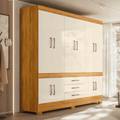 Roupeiro New Murano Demobile 10 Portas 3 Gavetas Cinamon Touch/Off-White