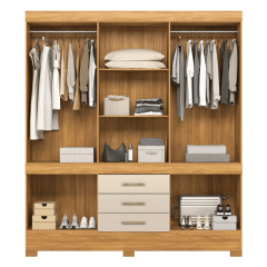 Roupeiro New Murano Demobile 10 Portas 3 Gavetas Cinamon Touch/Off-White