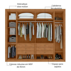 Guarda Roupa Imperatore 6 Portas 6 Gavetas Lopas Amêndoa