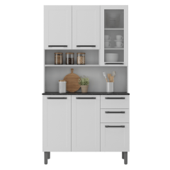 Kit de Cozinha Itatiaia em Aço Florença 105cm 6 Portas 1 Vidro 2 Gavetas Branco