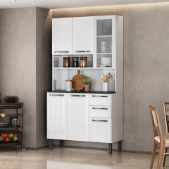 Kit de Cozinha Itatiaia em Aço Florença 105cm 6 Portas 1 Vidro 2 Gavetas Branco