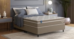 Conjunto Box Queen Plumatex Duro Spring Bege 158cm X 198cm