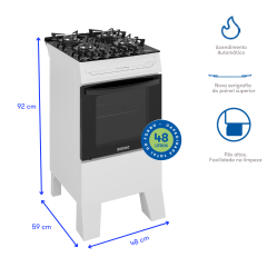 Fogão Itatiaia Electra Glass Plus 4 Bocas com Mesa de Vidro Branco Bivolt