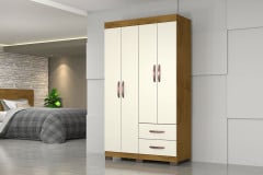 Roupeiro Josan Light Plus 4 Portas 2 Gavetas Cinamomo Off White